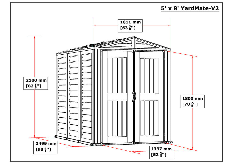 Duramax YardMate Plus - 5ft x 8ft Plastic Garden Shed in Grey