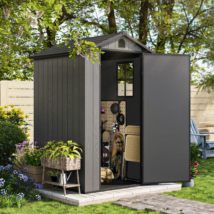 Garden Guard 4ft x 6ft Premium Woodgrain Garden Shed - Anthracite Grey